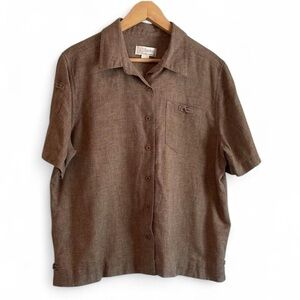 CJ Banks Women's 1X Linen Polyester Short Sleeve Button Up Jacket Shirt Shacket